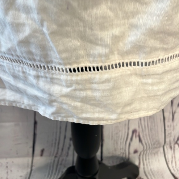 J Crew Dress CoverUp White w Pompoms Linen Blend Embroidered Trim Size Small - Picture 7 of 11